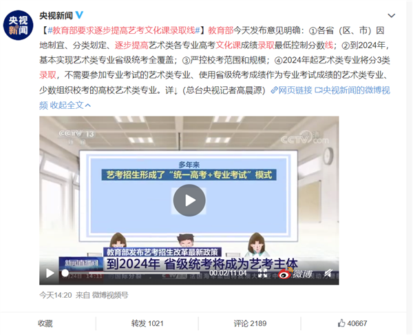 藝考大變化 教育部：逐步提高藝考文化課錄取線
